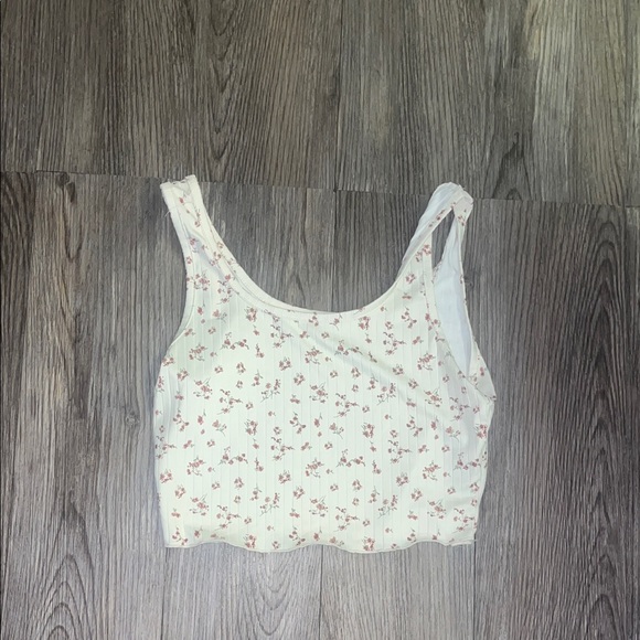 SHEIN Tops - SHEIN White and Pink Floral Tank Top